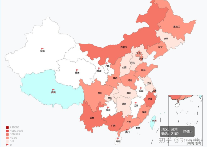 全国疫情的地图颜色的比例，全国疫情地图变白