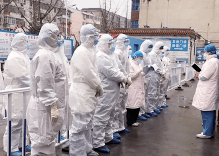 新冠疫情期间一线人员指，新型冠状疫情一线人员