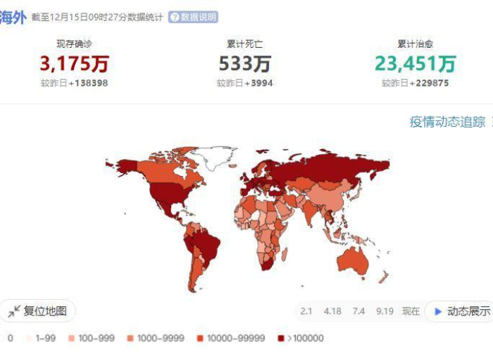 全球最新疫情实时报告，全球最新疫情实时动态分布图